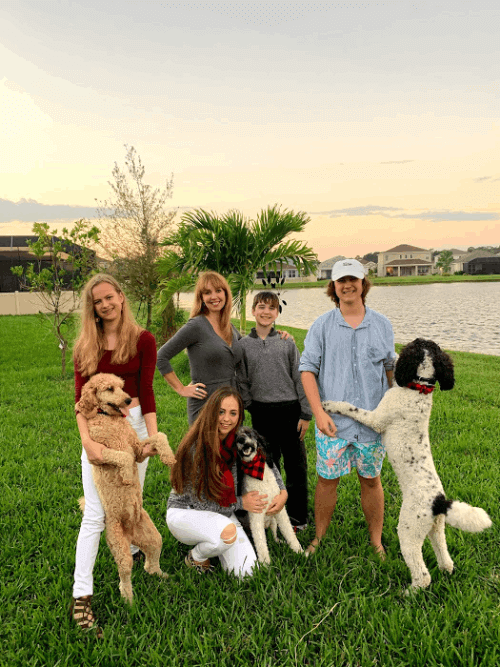 Caroline and family with Puppies